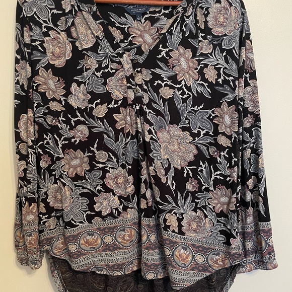 Lucky Brand boho Large floral high low 3/4 sleeve top - Picture 2 of 7
